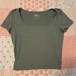 Hollister seamless cropped top, square neck green top
